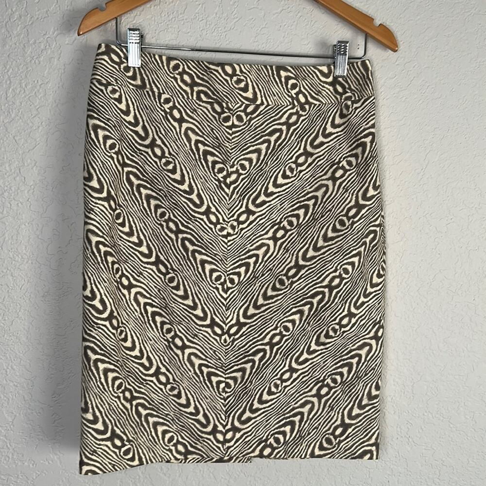 Anthropologie Postage Stamp Wood Grain Brown Watercolor Skirt Academia Twee Fall